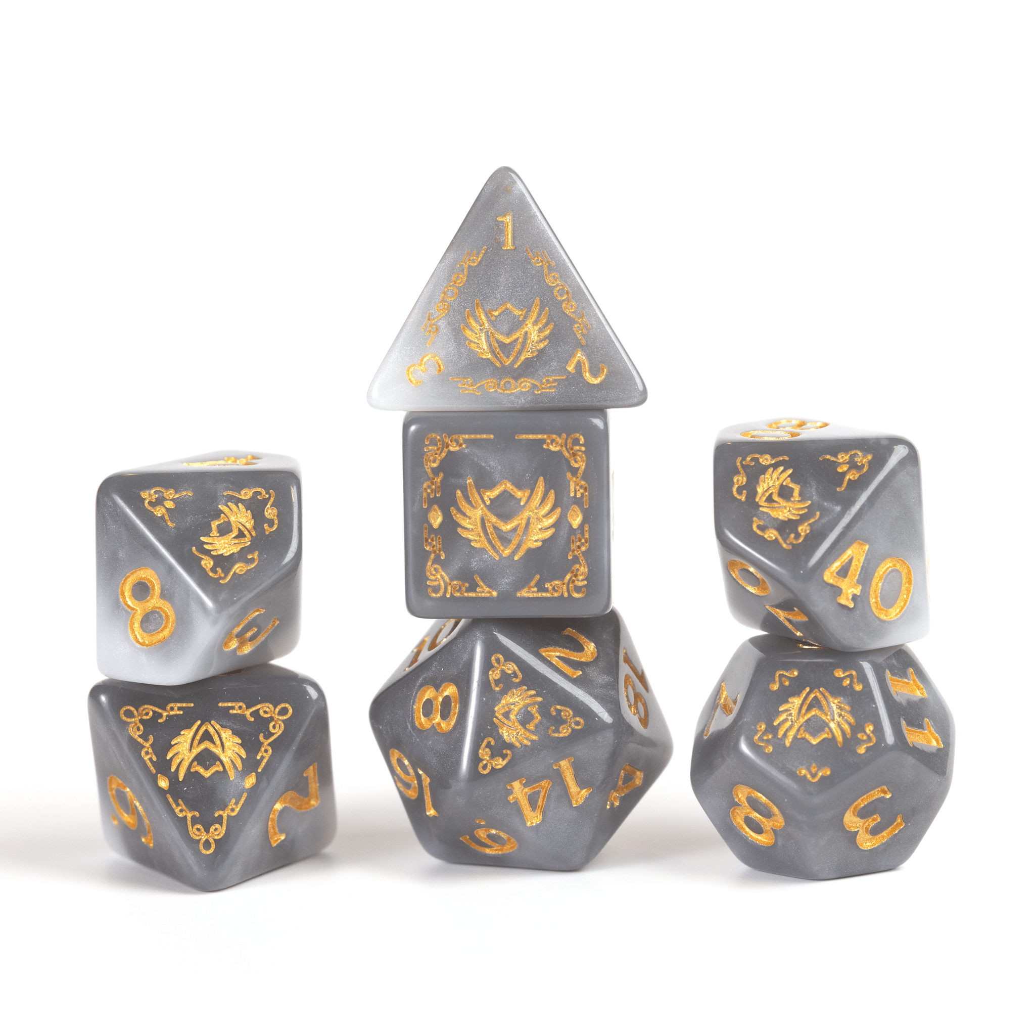 Sirius Dice D&D Adventure Dice Set Paladin: White/Grey image 0
